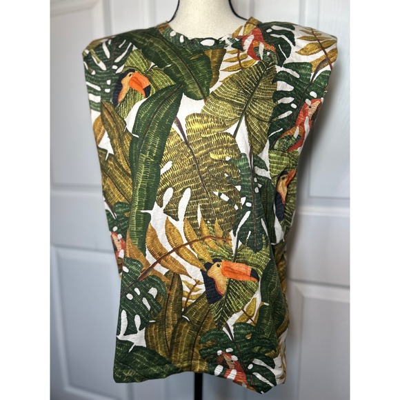 Farm Rio Tropical Monstera Toucan Sleeveless Cotton Top Size XL - Picture 1 of 8
